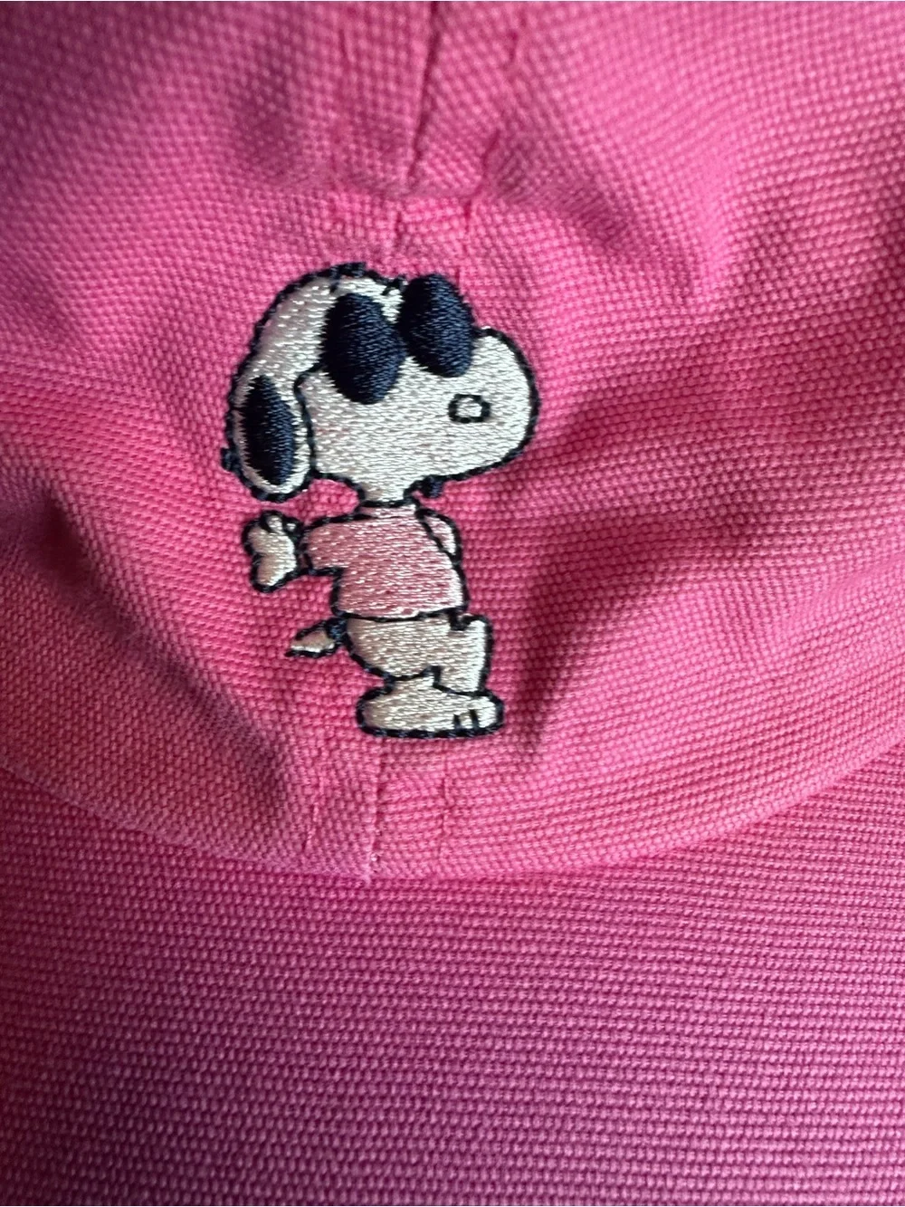 Pink Snoopy Embroidered Baseball Cap Ivory Ella